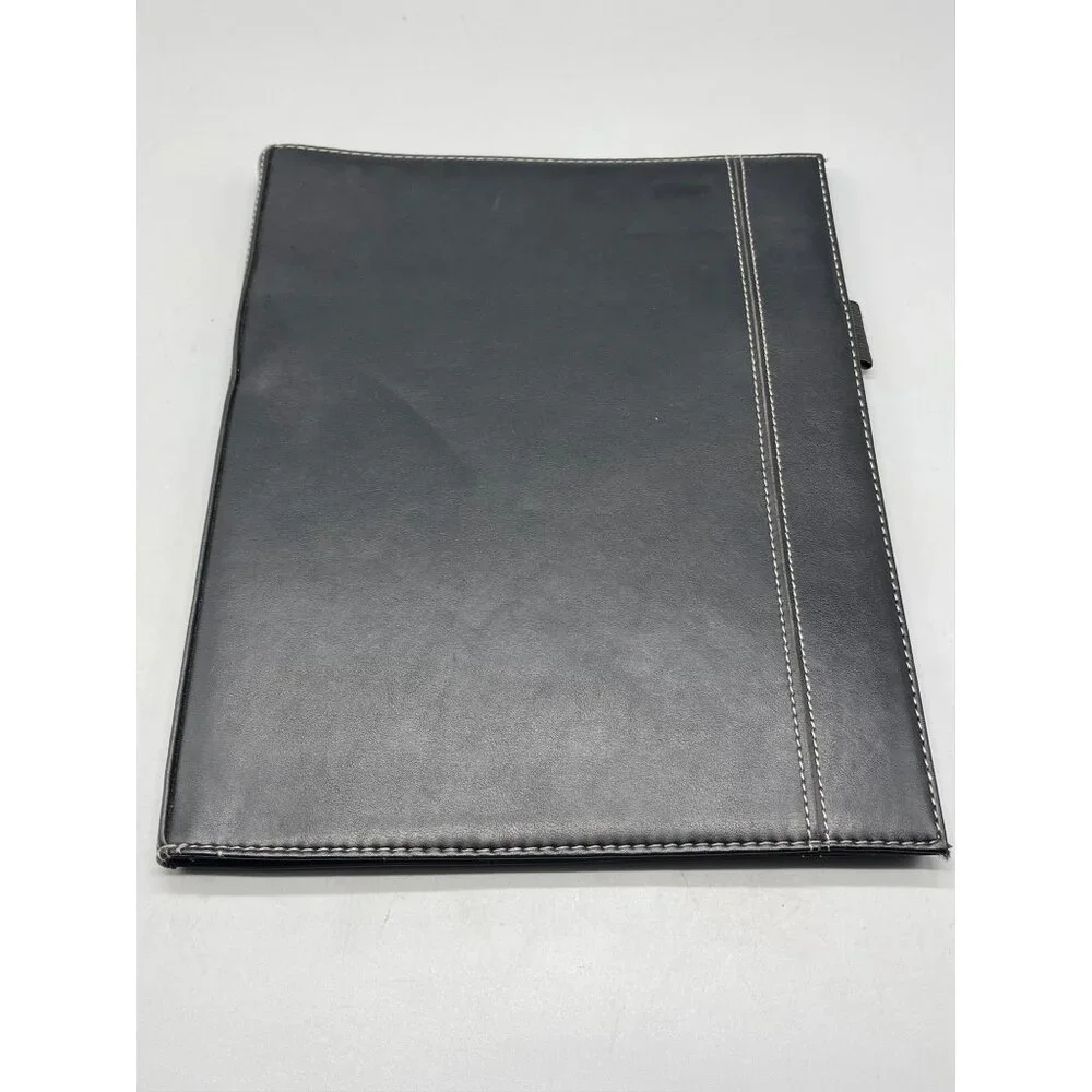 leather portfolio case notepad black 9x12